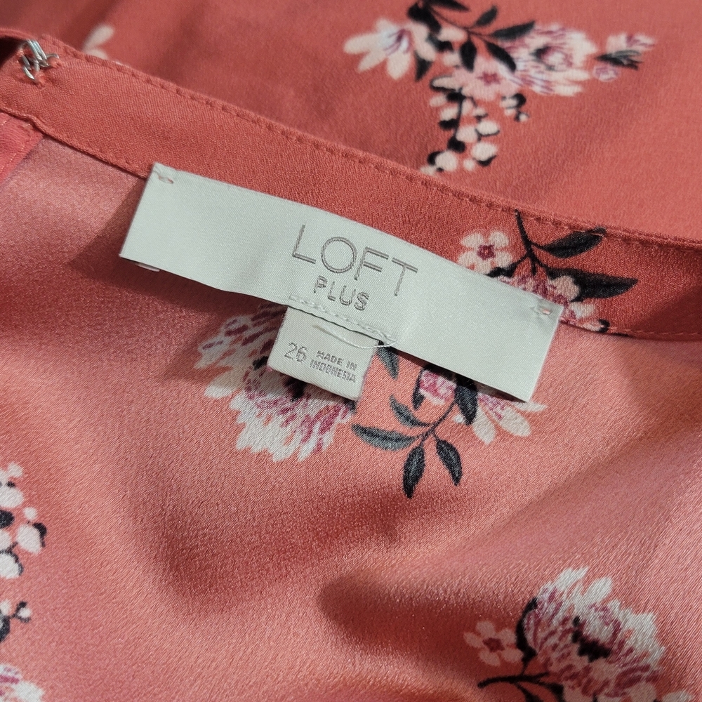 Loft Floral Pleated Cuff Flare Dress Plus Size 26 - Picture 9 of 9